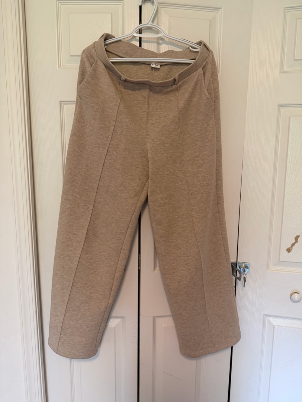 OGL Wide-Leg Knit Pants in Light Beige